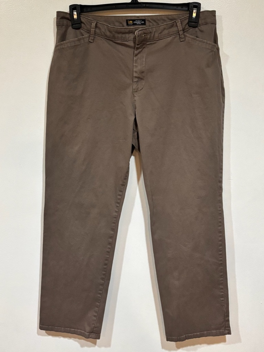 Lee Effortless Wash Wear Pants Womens 14 Petite Brown Relaxed Straight Leg 14P